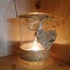 Portacandele Vetro e Corda con Cuore