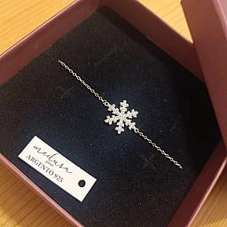 Bracciale con Fiocco di Neve grande in Argento rodiato e Zirconi