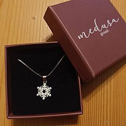 Catenina con Ciondolo Fiocco di Neve in Argento rodiato e Zirconi