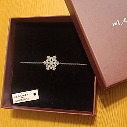 Bracciale con Fiocco di Neve grande in Argento rodiato e Zirconi