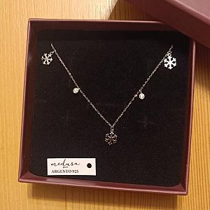 Collana Girocollo Fiocco di Neve in Argento rodiato e Zirconi