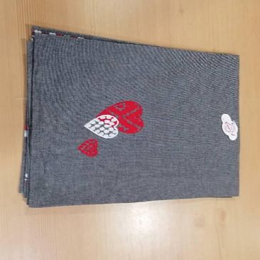 Set di 2 Canovacci Grigio Scuro con Cuori